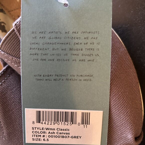 New! TOMS Women's Ash Canvas Classic - Picture 8 of 8